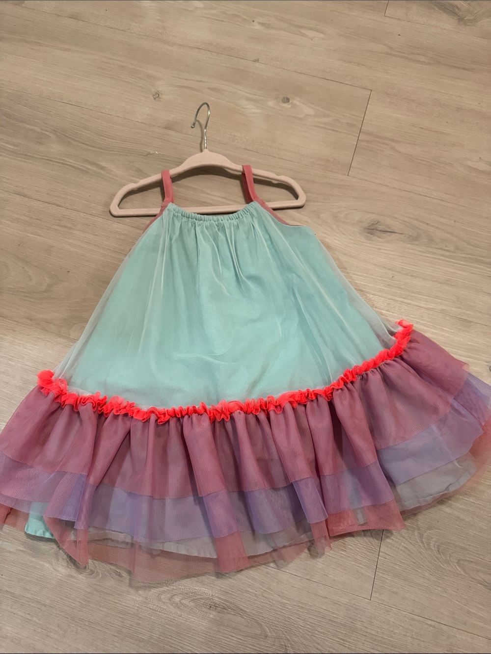 GAP Girls Mint Green Dress with Pink and Purple Ruffle Trim